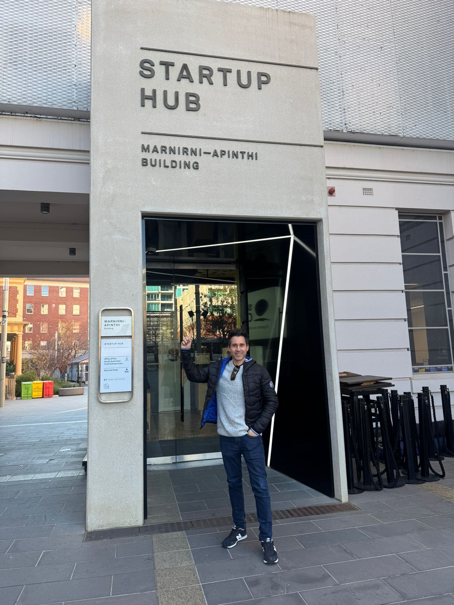 Mark Lazarus outside StartupHaus Sydney, September 2026